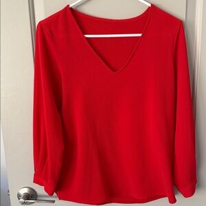 Elegant Red V-Neck Women's Top